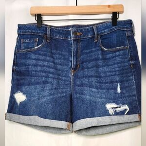 Old Navy‎ Women's Short Size 12 Dark Wash Distressed Roll Cuff Beach Tree Casual